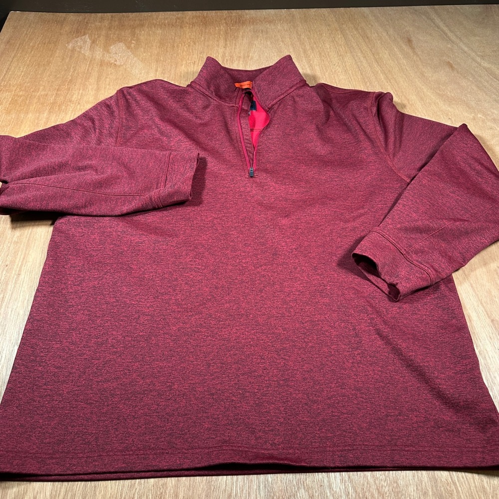 St John's Bay Pullover Mens XL Burgundy Quick-Dri Fleece Lined Quarter Zip